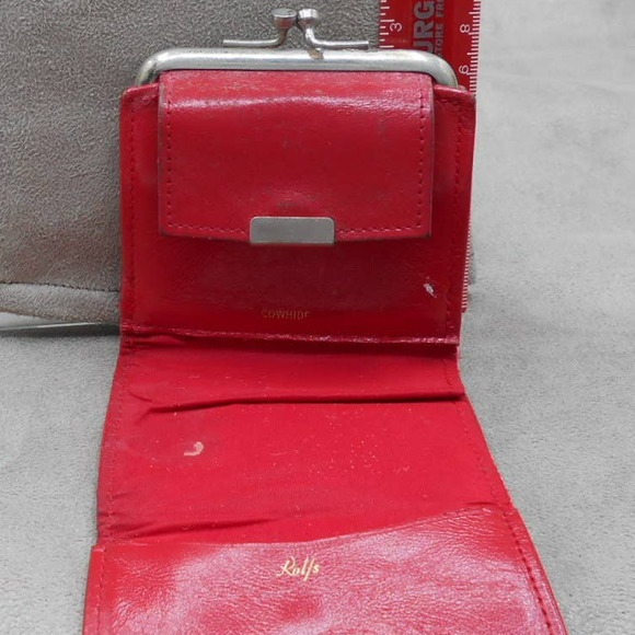 Rolf's Vintage Red Cowhide Change Purse Kiss Lock Coin Purse Wallet - Picture 8 of 9
